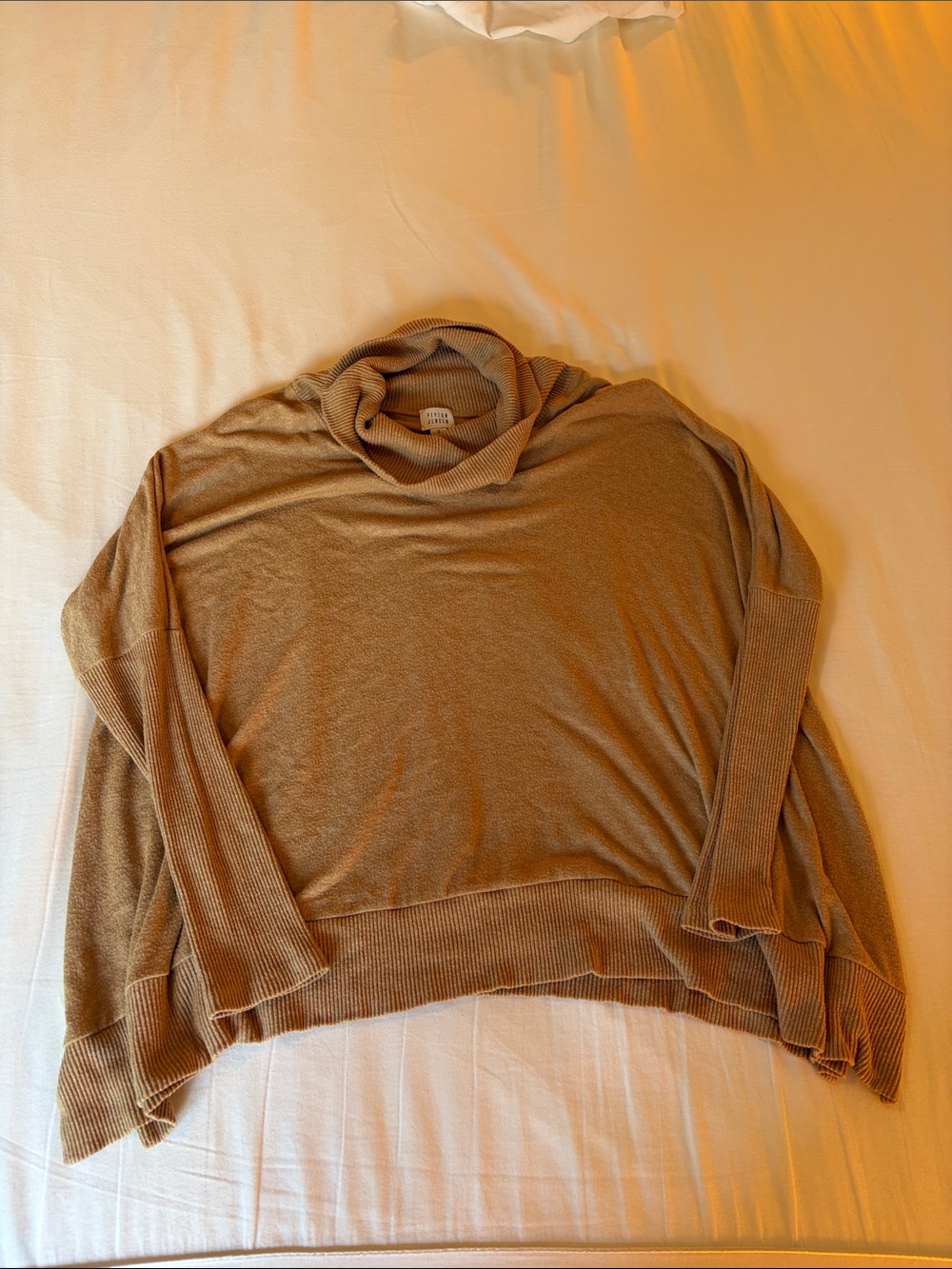 Cowl Neck Lightweight Sweater - Taupe
